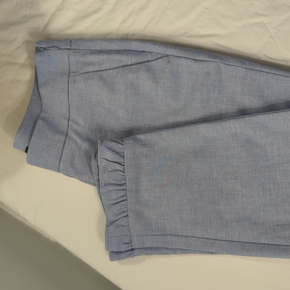 Loft Side-Zip Cropped Pants with Ruffled Cuff